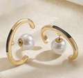 Gold Square Ear Cuffs with Resin