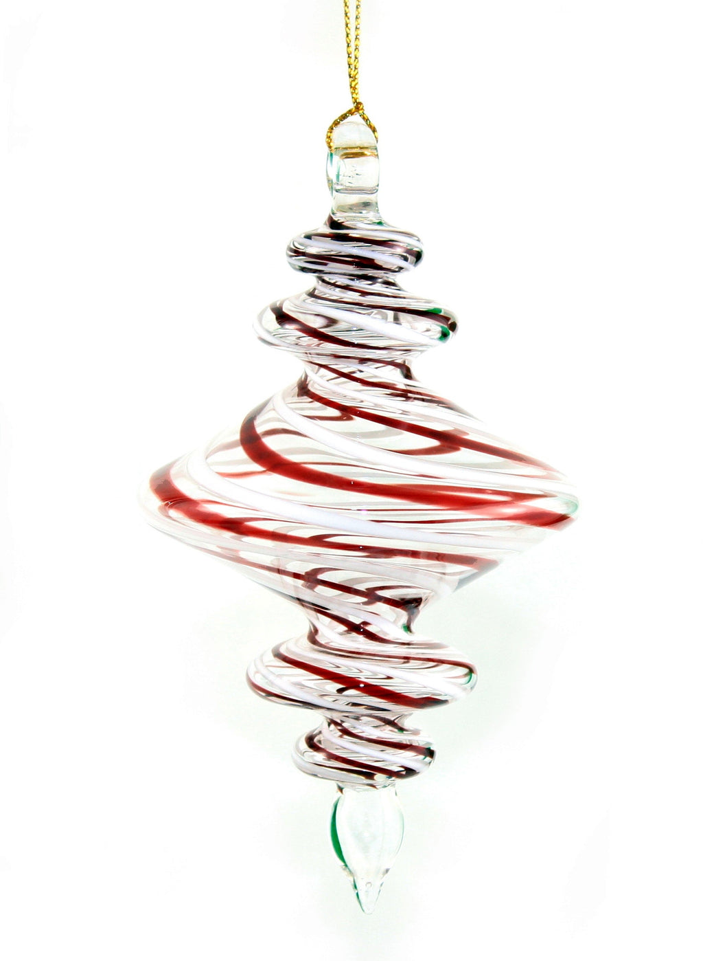 Peppermint Swirl Egyptian Glass Spiral Ornament