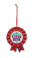 Worlds Best Sister Ribbon - Ornament