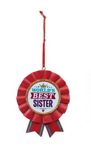 Worlds Best Sister Ribbon - Ornament