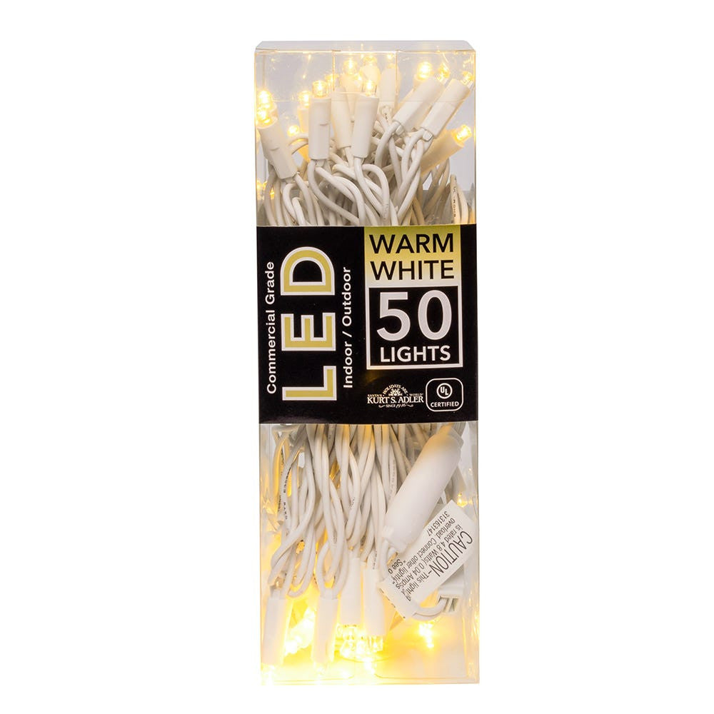 50-Light 5mm Warm White LED White Wire Light Set