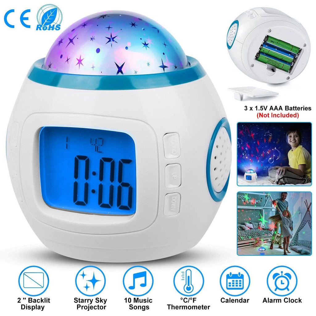 Kids Music Star Sky LED Projection Lamp Digital Alarm Clock