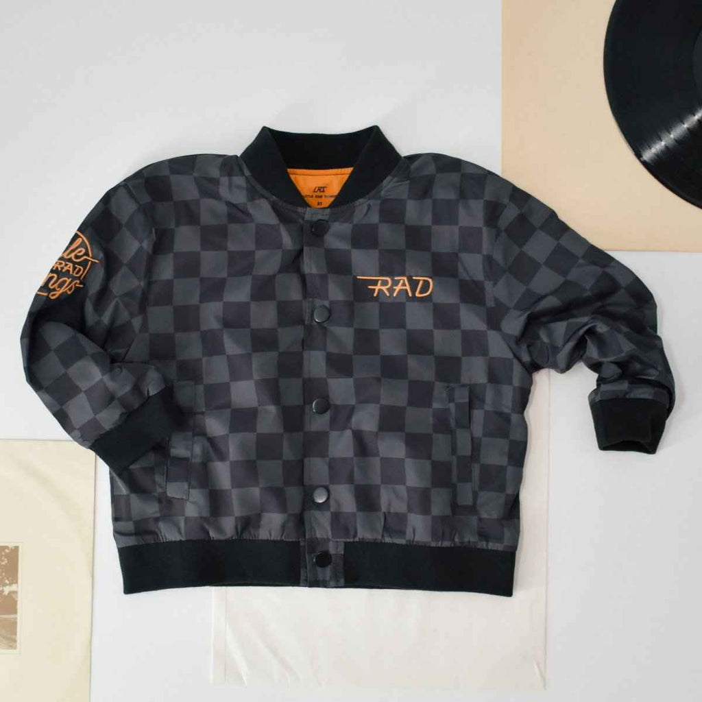 KIDS WATERPROOF LETTERMAN JACKET - CHECKERS