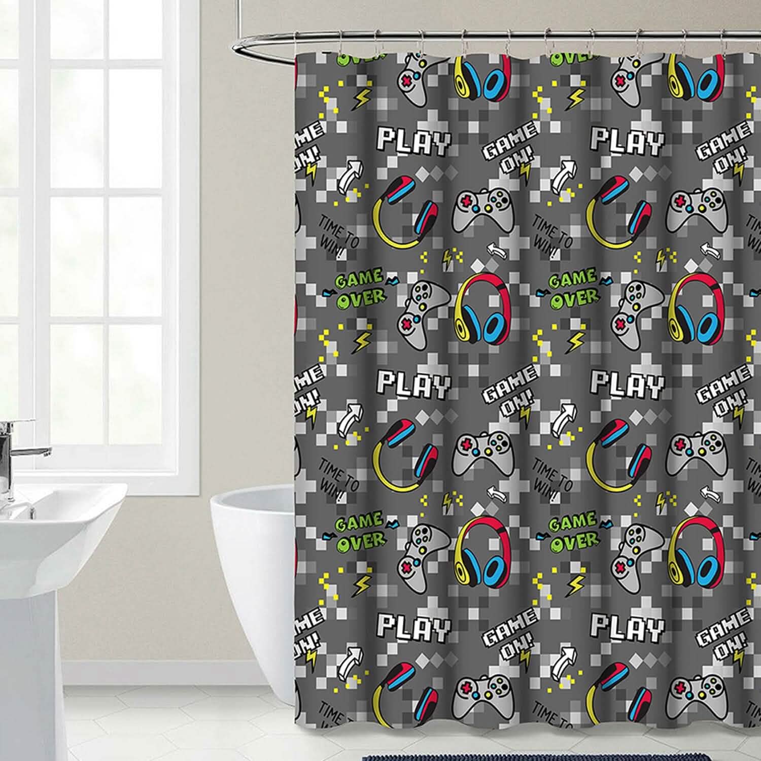 Kidz Mix Game on Glow-in-the-Dark Shower Curtain