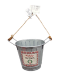 Metal Bucket With Saying Ornament - Happy Holidays