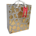Gingerbread on Silver Gift Bag -