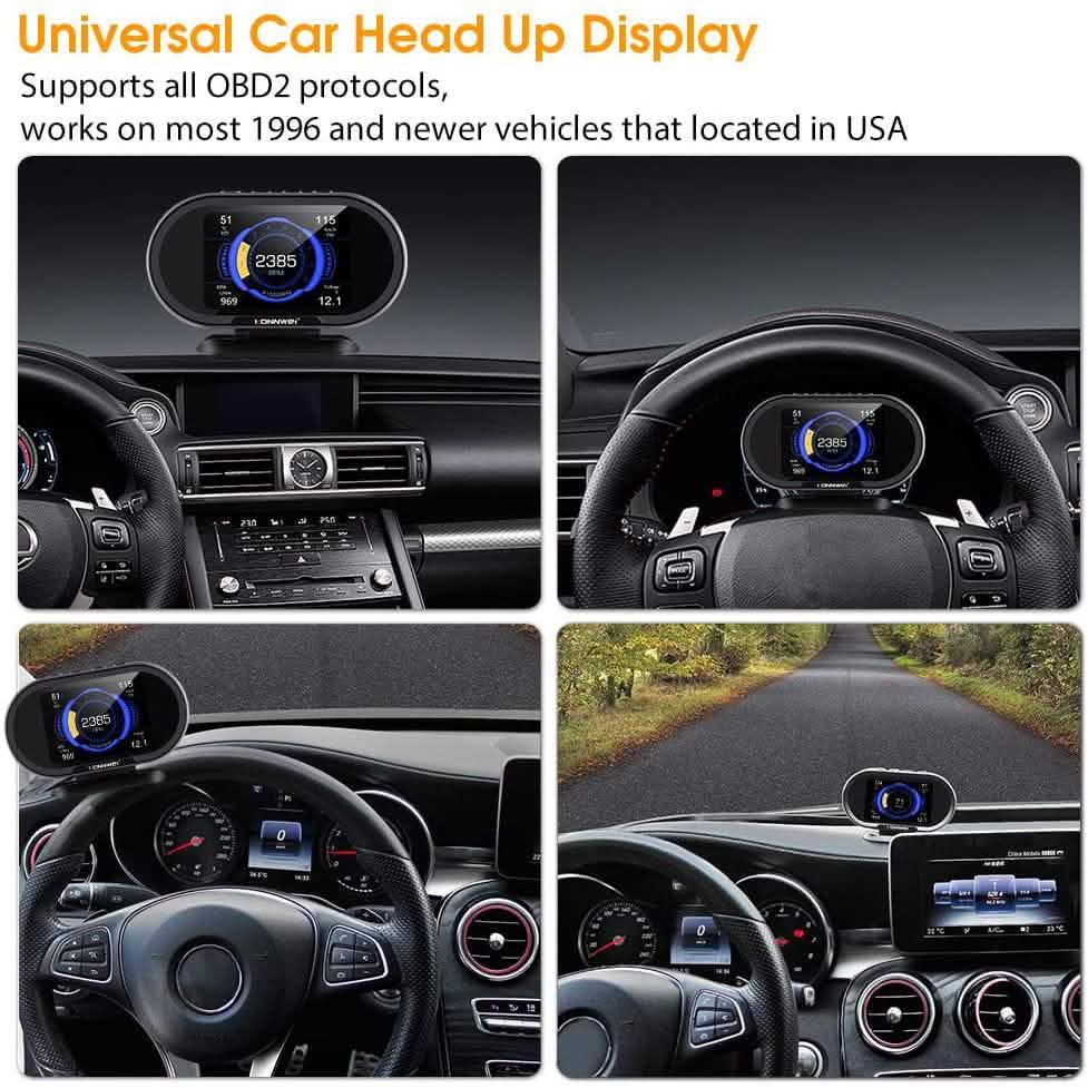 KONNWEI KW206 Car OBD2 HUD Digital Meter RPM Gauge