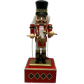 Wood Wind-Up Musical Nutcracker Figurine with Movement - Black Hat