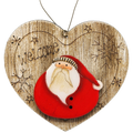 Welcome Santa Heart Wooden Ornament