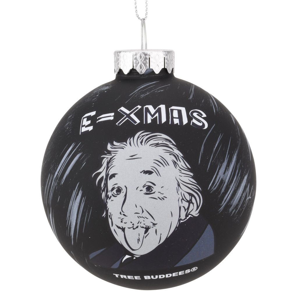 E=Xmas Albert Einstein Glass Christmas Ornament