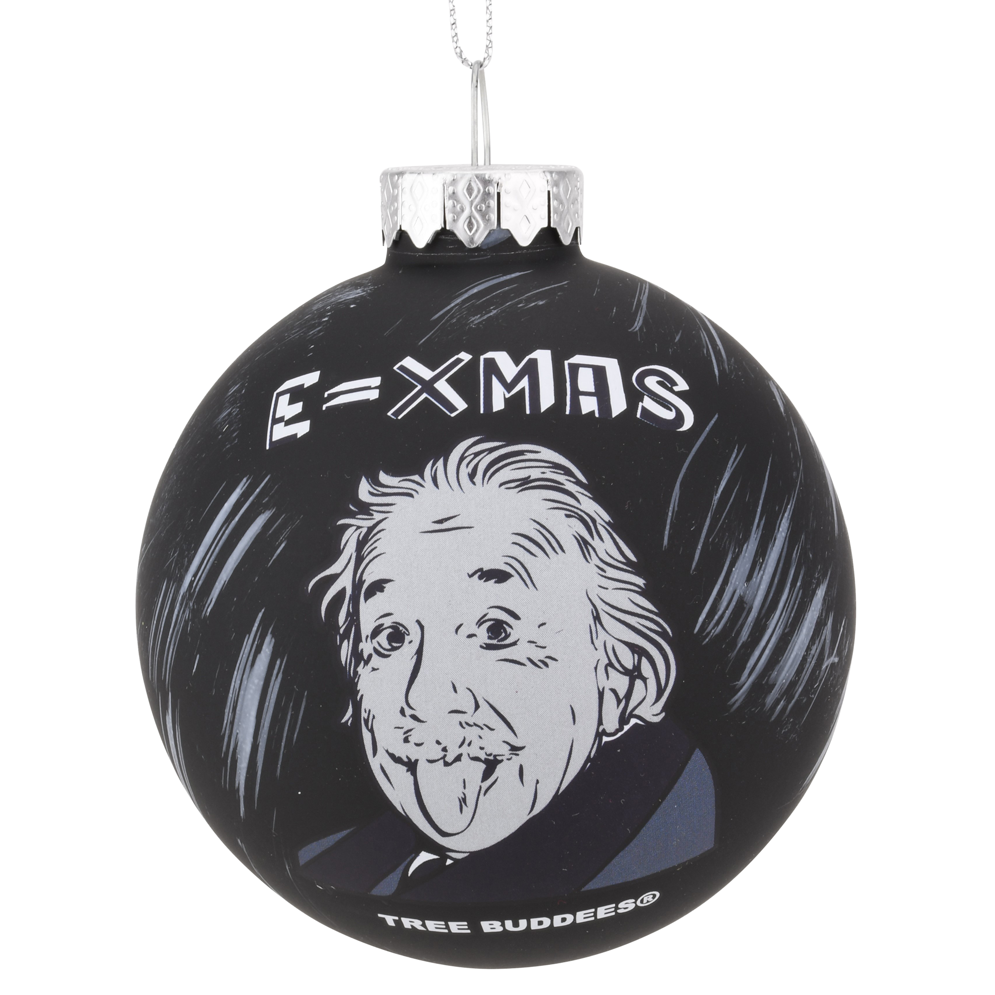 E=Xmas Albert Einstein Glass Christmas Ornament