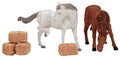 Feed The Horses - 2 horses and hay bales