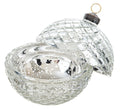 Faceted Glass Ornament Trinket Box with Place Card Holder - Silver