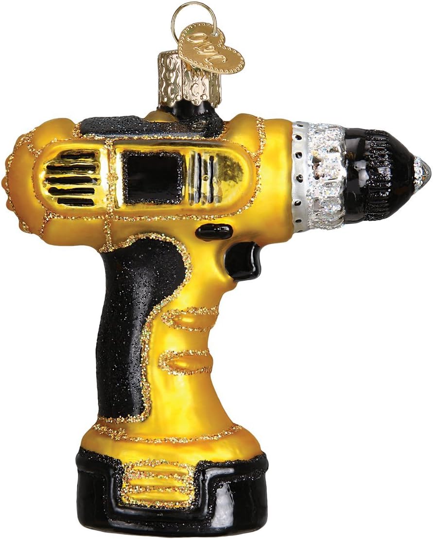 Power Drill Glass Ornament