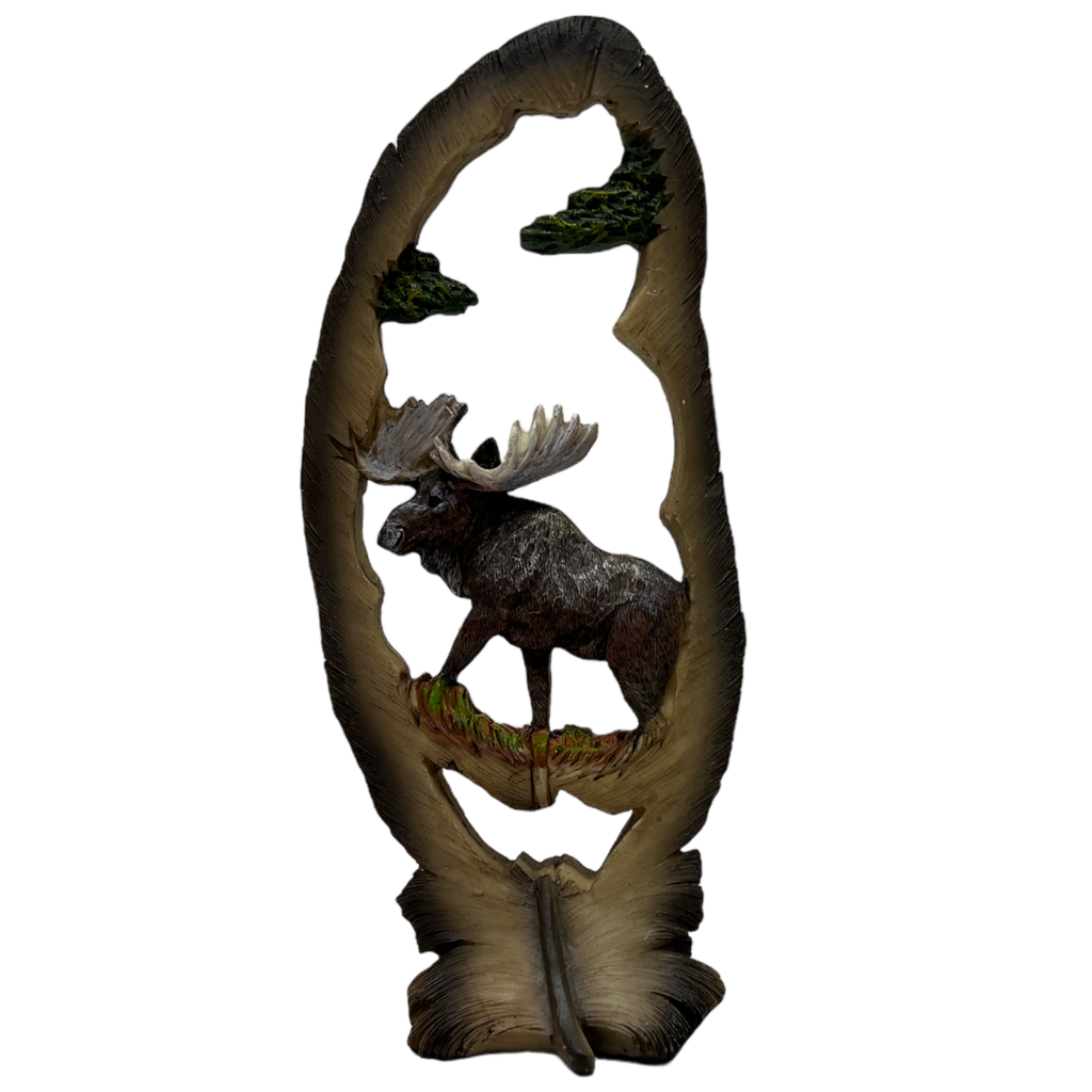 Moose In Feather Figurine