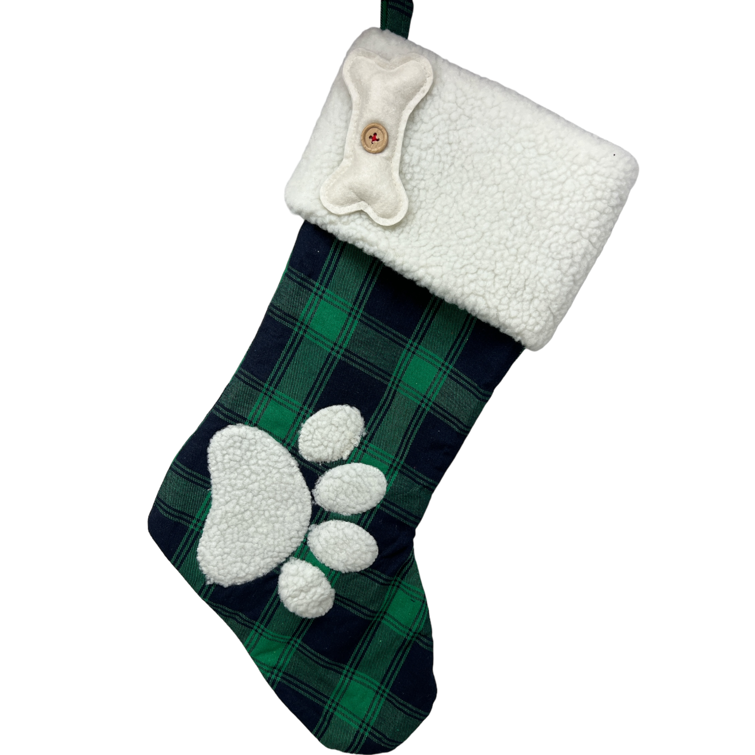 Plush Plaid Pet Stocking  Green Tartan