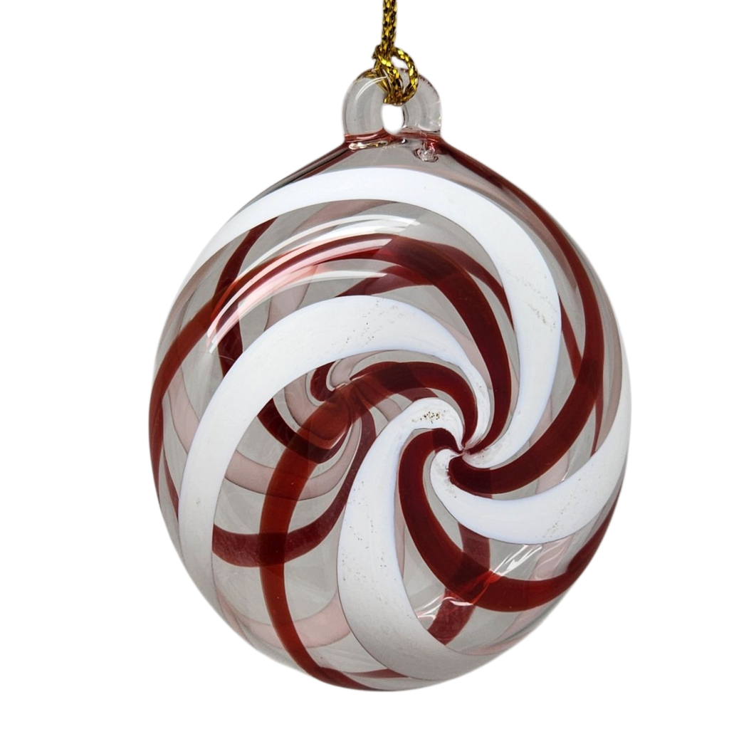 Peppermint Swirl Egyptian Glass Disc Ornament