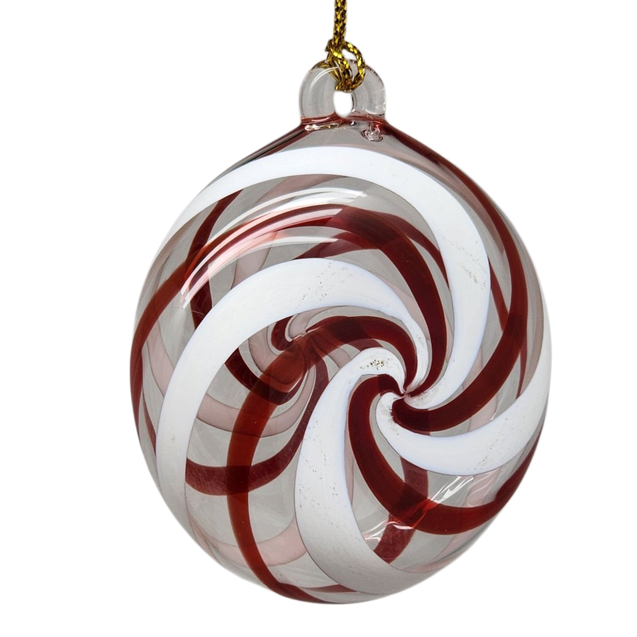 Peppermint Swirl Egyptian Glass Disc Ornament