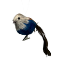 Holiday Bird Ornament - Blue With Brown