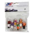6 Piece sitting figurines with Skis - Orange/Purple