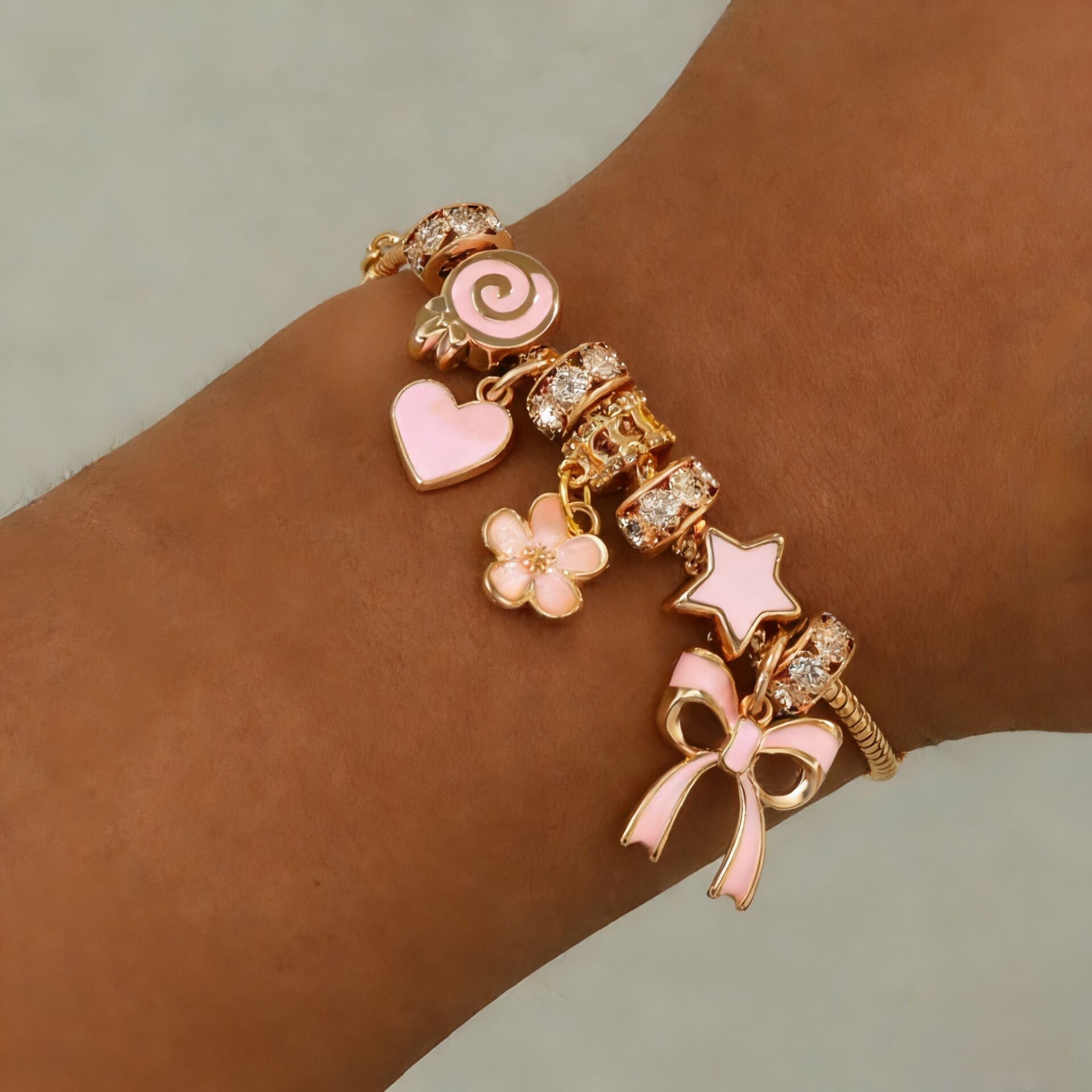 Sweet Pink Heart & Bow Layered Necklace