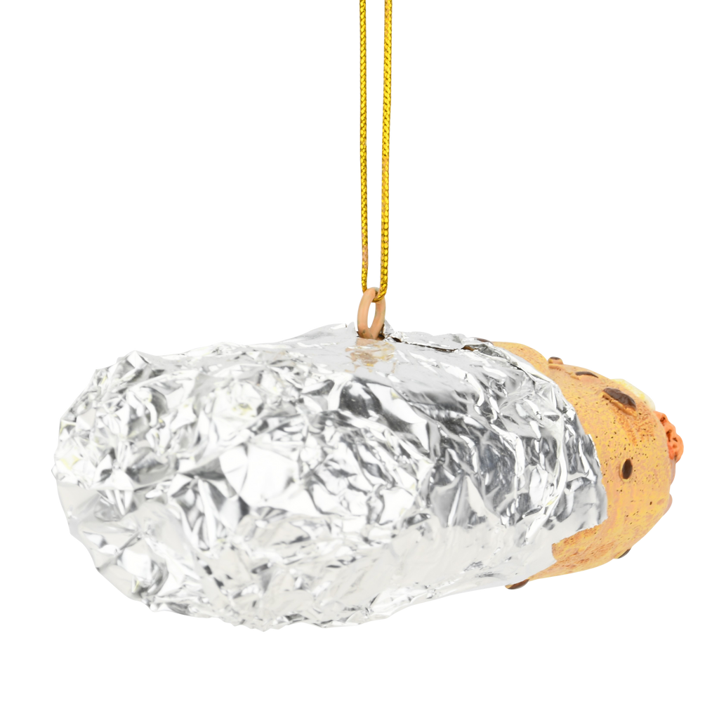 Burrito Wrapped in Tin Foil Food Christmas Ornament