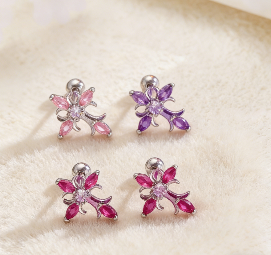 Light Luxury Copper Zircon Cross Earrings