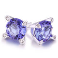 Lab Created Tanzanite Stud Earring in 18K White Gold Plating