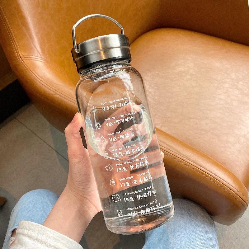 Large Capacity Water Bottle Transparent Milk Juice Cup Outdoor Travel Sport Portable Drinkware Tea Glass Bottle Glass Water Bottle Wide Mouth Stainless Steel Filter Attached lid Hydrating Sport Water