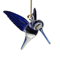 Feeding Hummingbird - Blue/Blue/Blue - Egyptian Glass Ornament