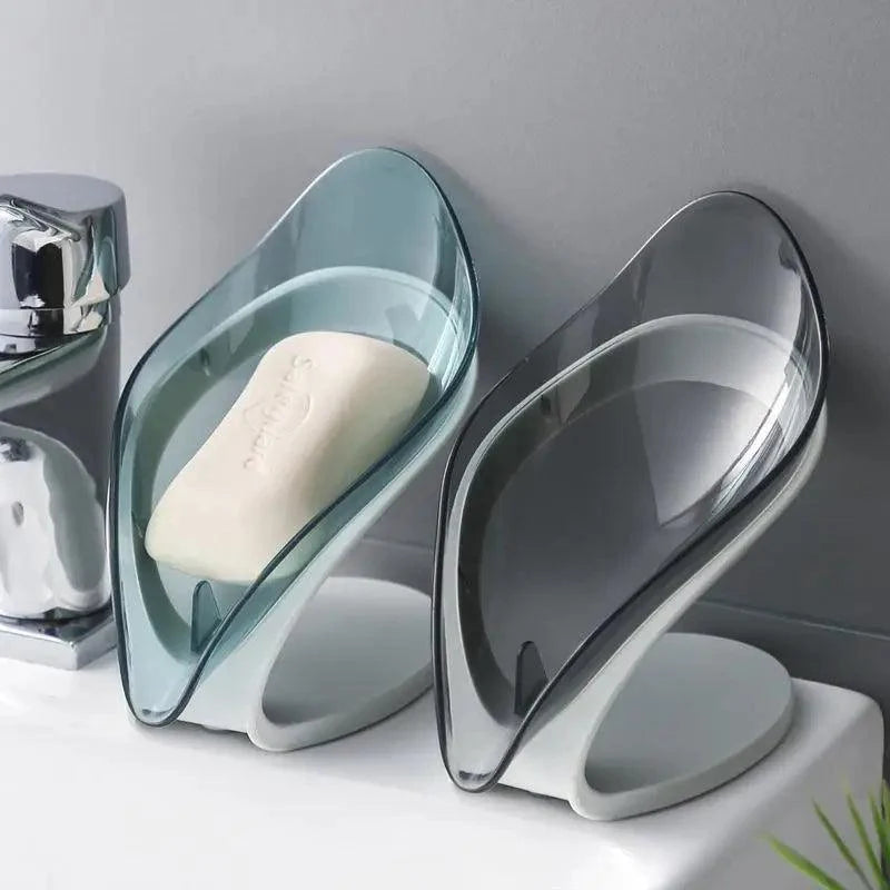 Leaf Shape Soap Box Creative Drain Soap Holder Bathroom Soap Holder Free Perforated Soap Dish For Bathroom Suction Cup Soap Dish Soap Dish with Draining Tray Soap Holder Saver for Shower Bathroom Keep Soap Bars Dry Clean