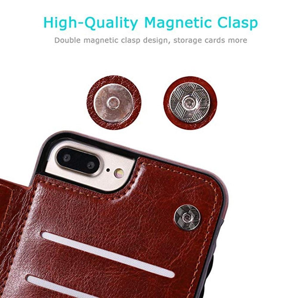 Leather Retro Card Holder Flip Cover for iPhone 11 12 13 14 Pro Max Mini Wallet Case iPhone 11 PU Leather Flip Cover Wallet Case For iPhone
