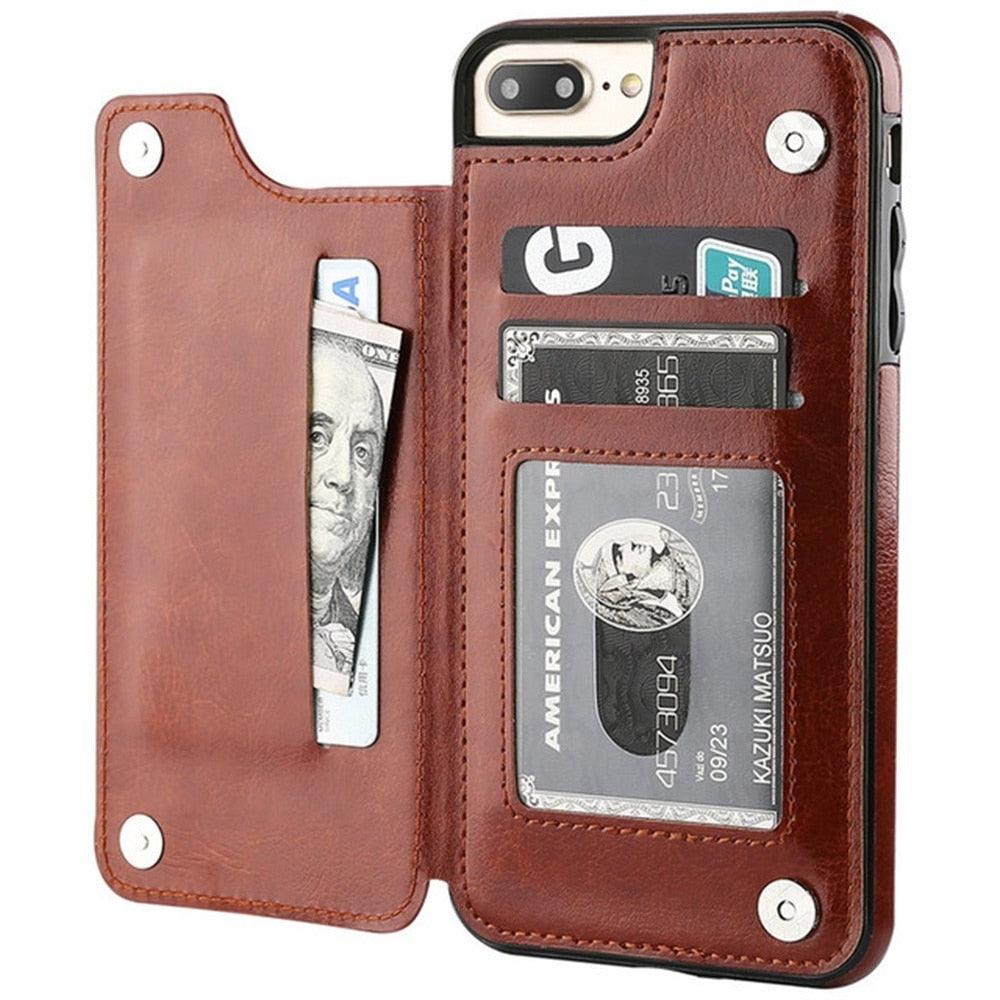 Leather Retro Card Holder Flip Cover for iPhone 11 12 13 14 Pro Max Mini Wallet Case iPhone 11 PU Leather Flip Cover Wallet Case For iPhone