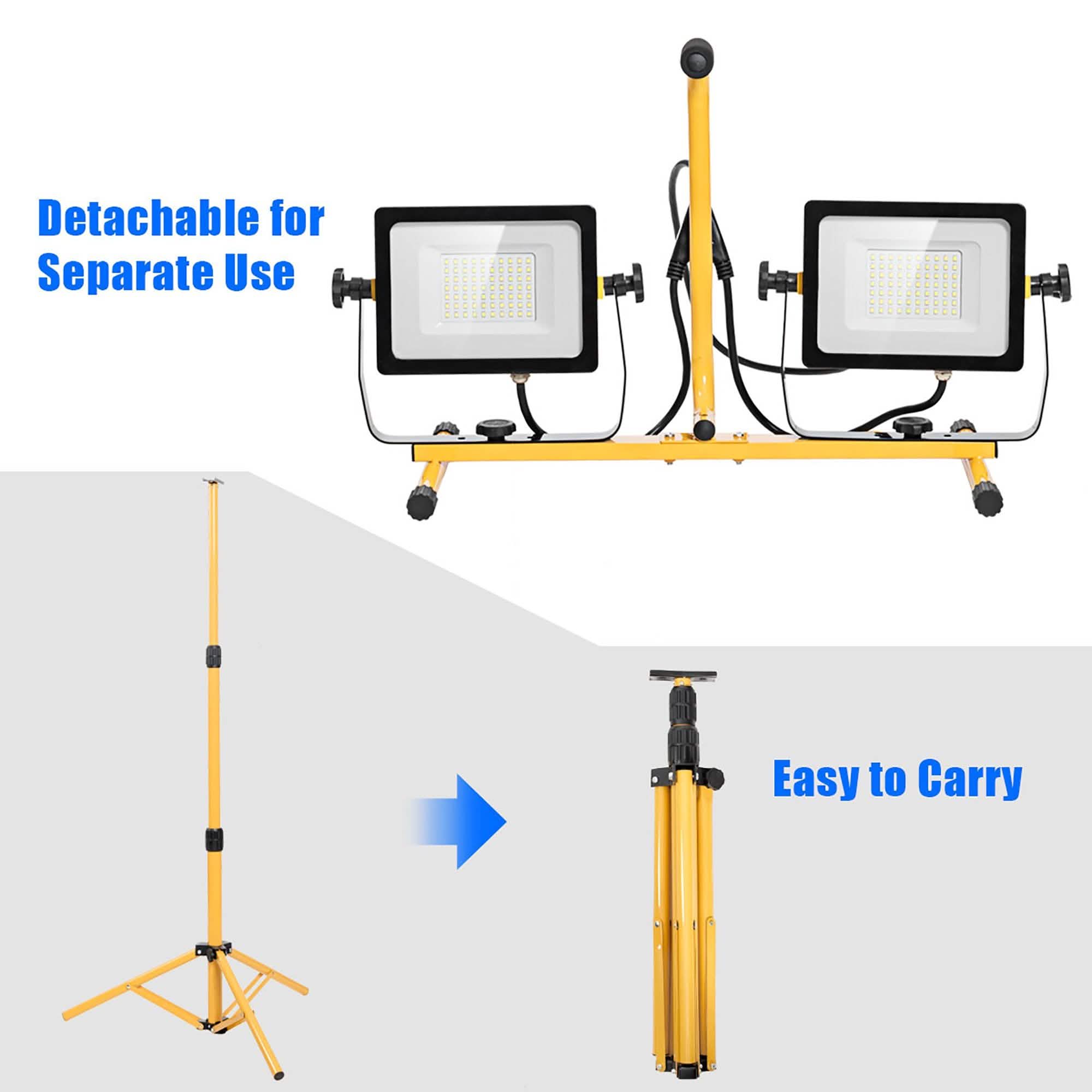 LED Dual-Head Work Light with Adjustable Tripod Stand
