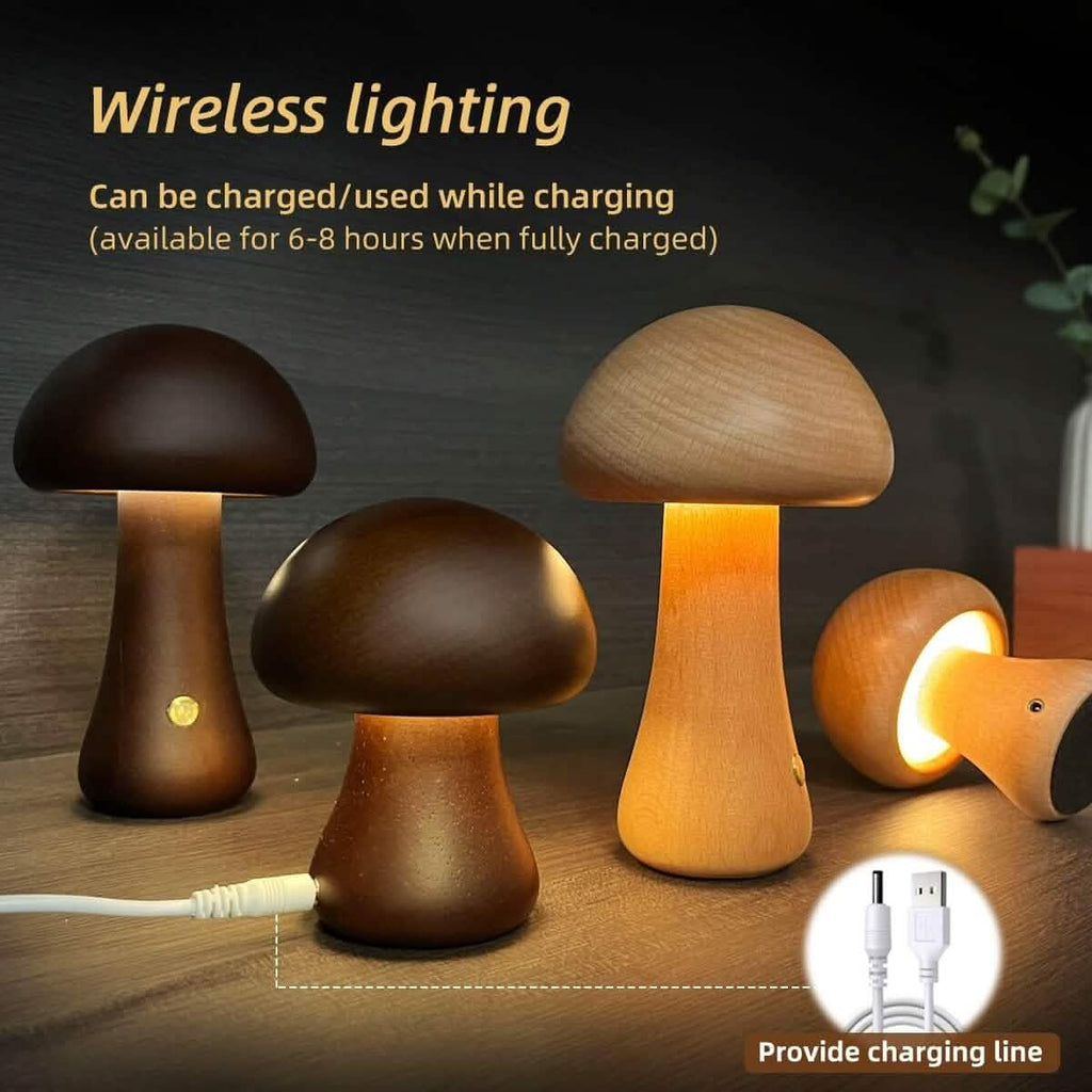 LED Rechargeable Creative Mushroom Table Lamp