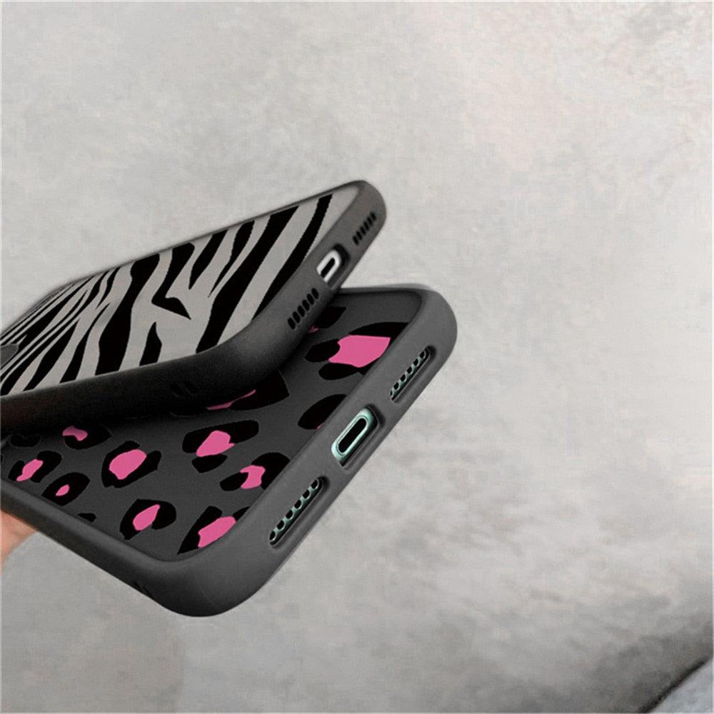 Leopard Print Elegant Pattern Protective Phone Case Translucent Hard Back With Silicone Leopard Pattern Phone Case For Iphone 11 Pro Max 12 13 Mini X Xs Max 7 8 Plus Mobile Phone Protective Case