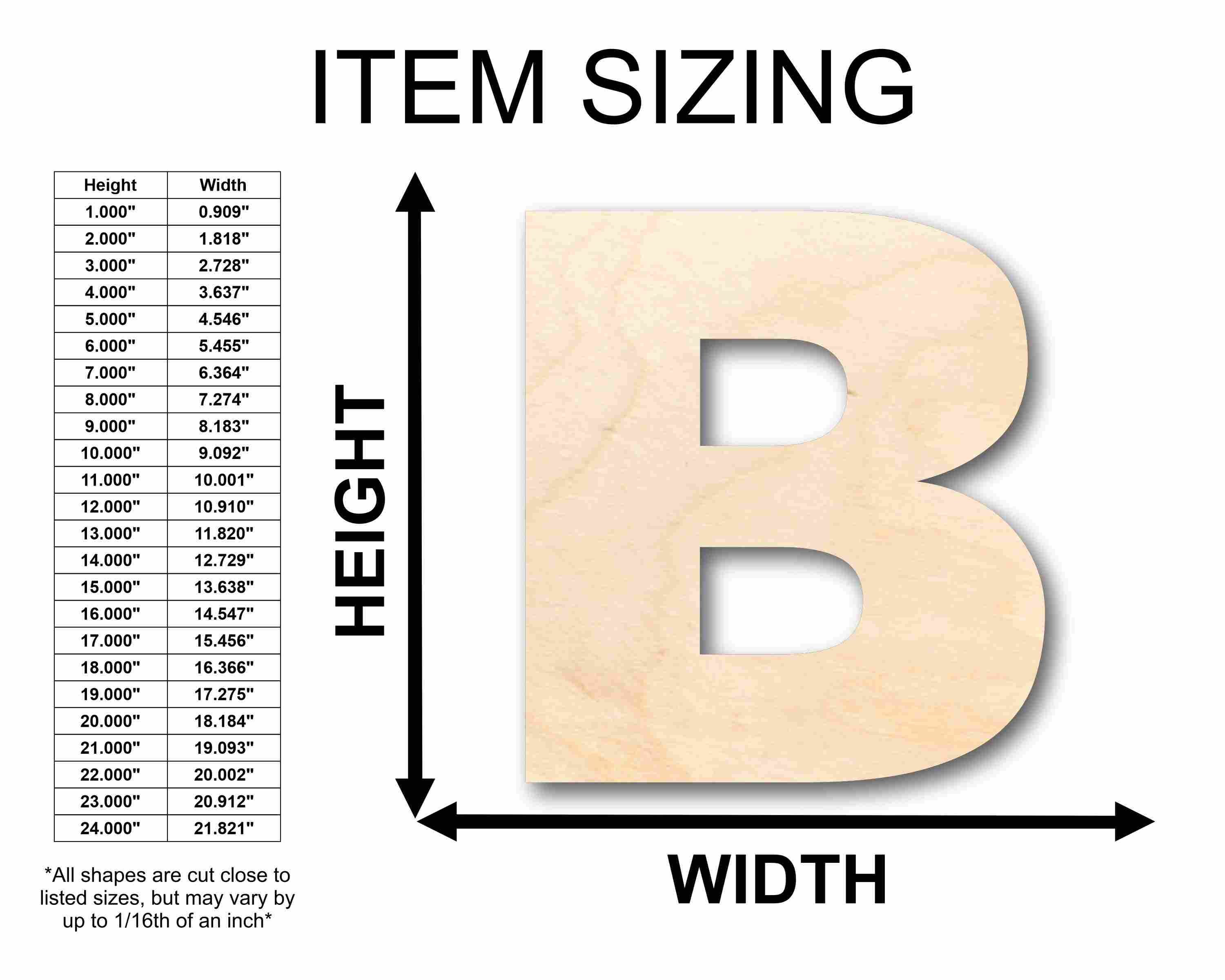 Unfinished Wood Block Letter B - Craft - up to 46" DIY
