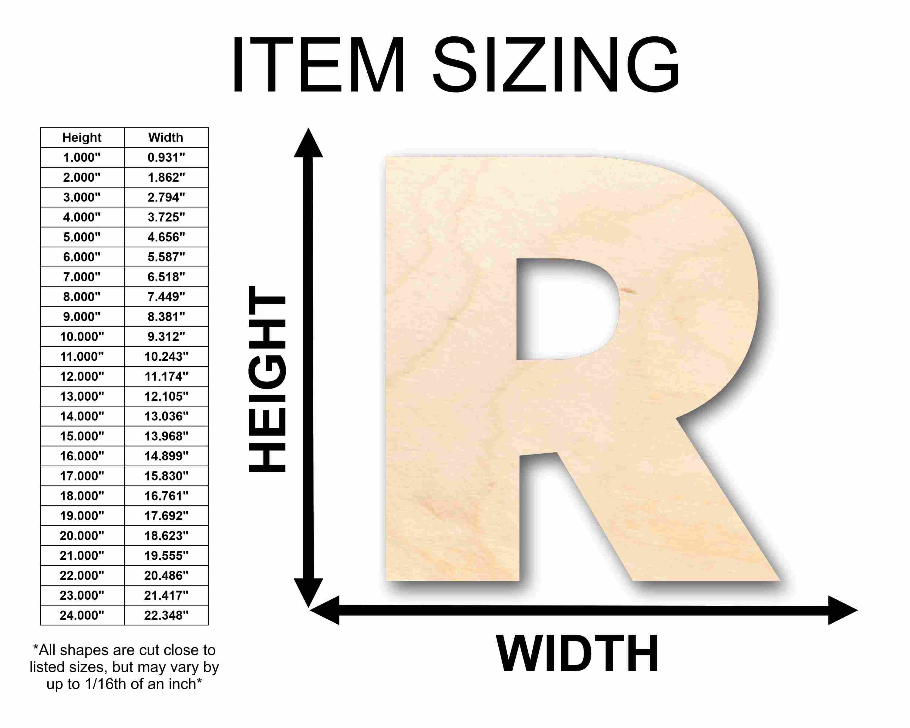 Unfinished Wood Block Letter R - Craft - up to 46" DIY