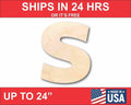 Unfinished Wood Block Letter S - Craft - up to 46" DIY