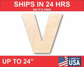 Unfinished Wood Block Letter V - Craft - up to 46" DIY