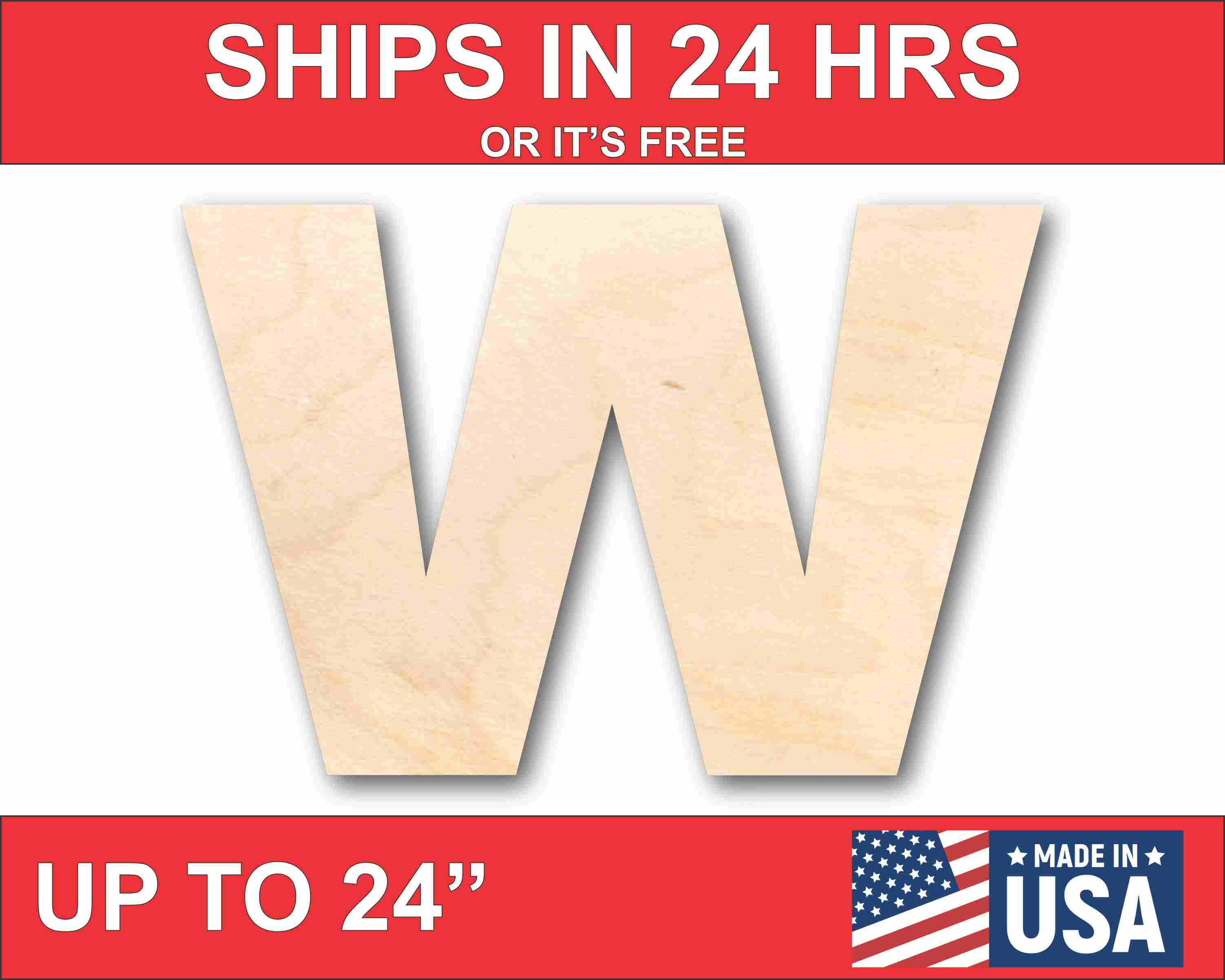 Unfinished Wood Block Letter W - Craft - up to 46" DIY