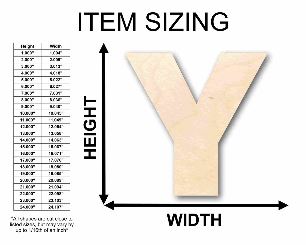 Unfinished Wood Block Letter Y - Craft - up to 46" DIY