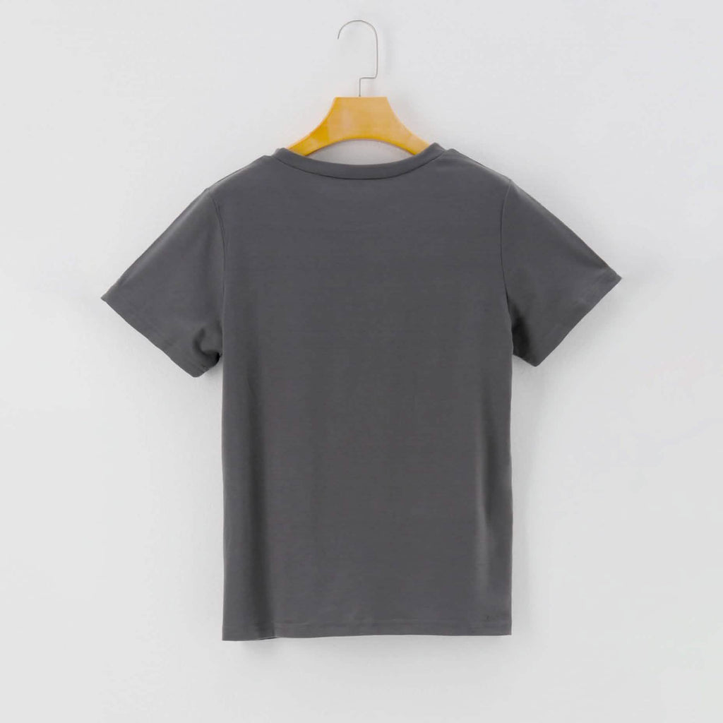 Letters Print Round Neck Short Sleeve Casual T-Shirt