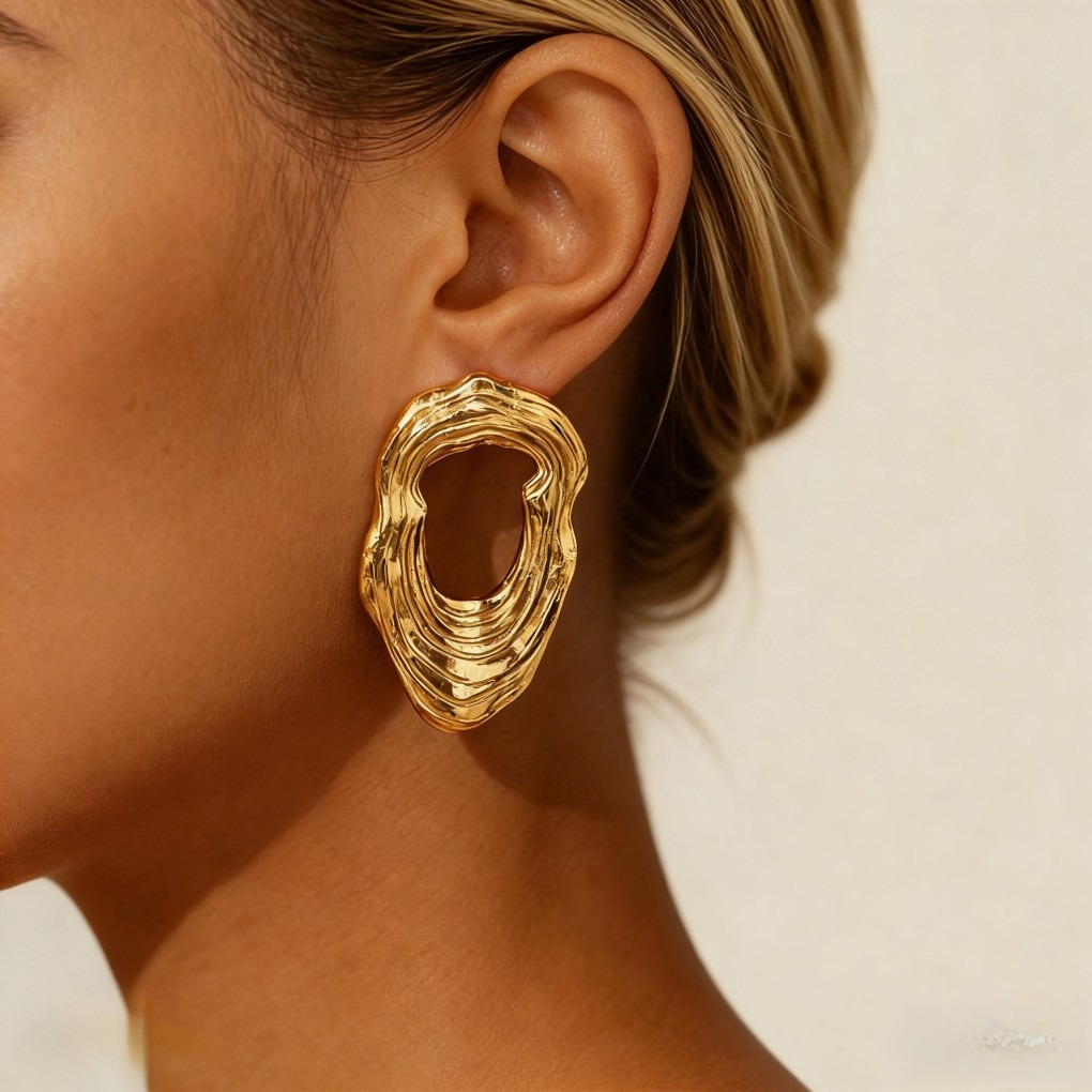 Vintage Textured Wrinkle Geometric Earrings
