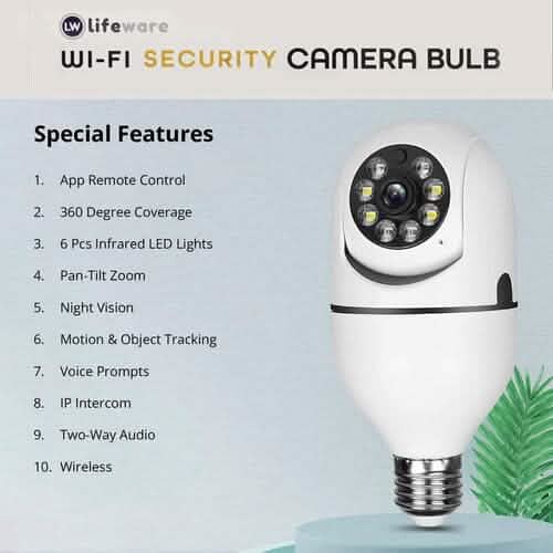 LifeWare Wireless 360-Degree Light Bulb Security Camera