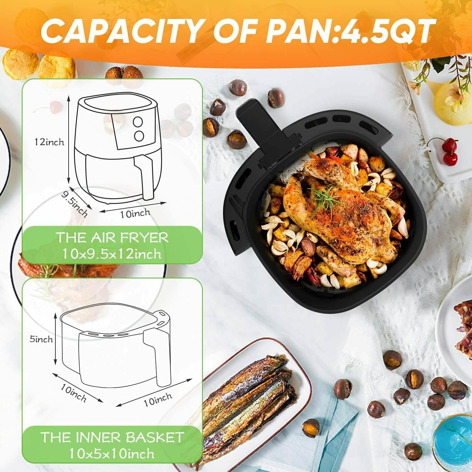 Air Fryer 4.5 QT Oven Oilless Cooker with Rotary Button Home