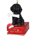 Poodle - Black with Bone Ornament
