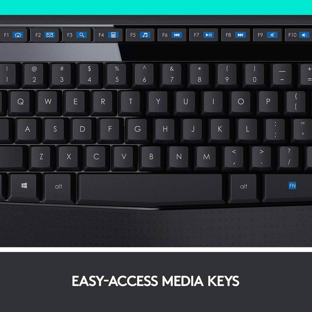 Logitech Wireless Combo Full-Sized Keyboard with Comfortable Right-Handed Mouse (Refurbished)
