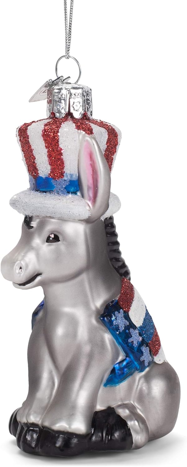 Nobel Gems Political Glass Ornament - Democratic Donkey