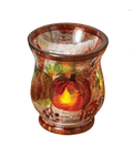 Hand Painted Crackle Glass Tealight Holder - Pumpkins